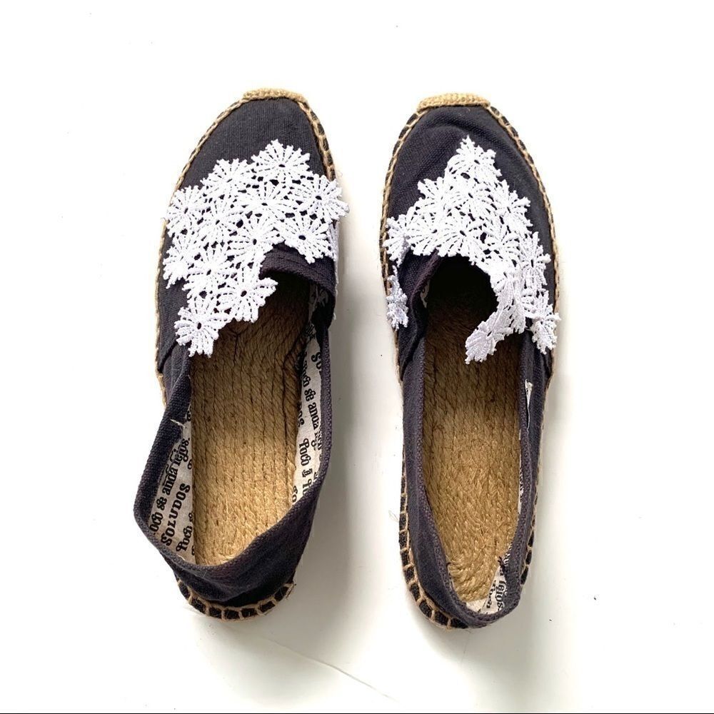 SOLUDOS NAVY LACE TRIMMED ESPADRILLES